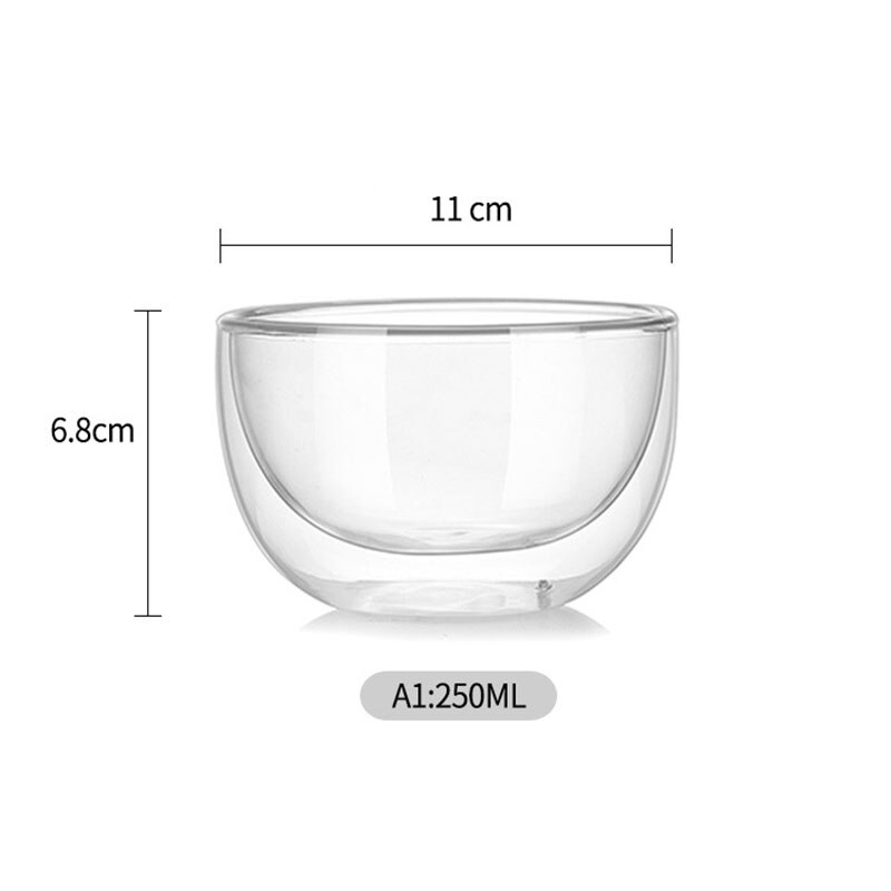 Multifunctionele Keuken Dubbele Wand Hittebestendige Kom Huishouden Transparante Fruit Slakom Clear Glas Servies Multi Size: 250ml