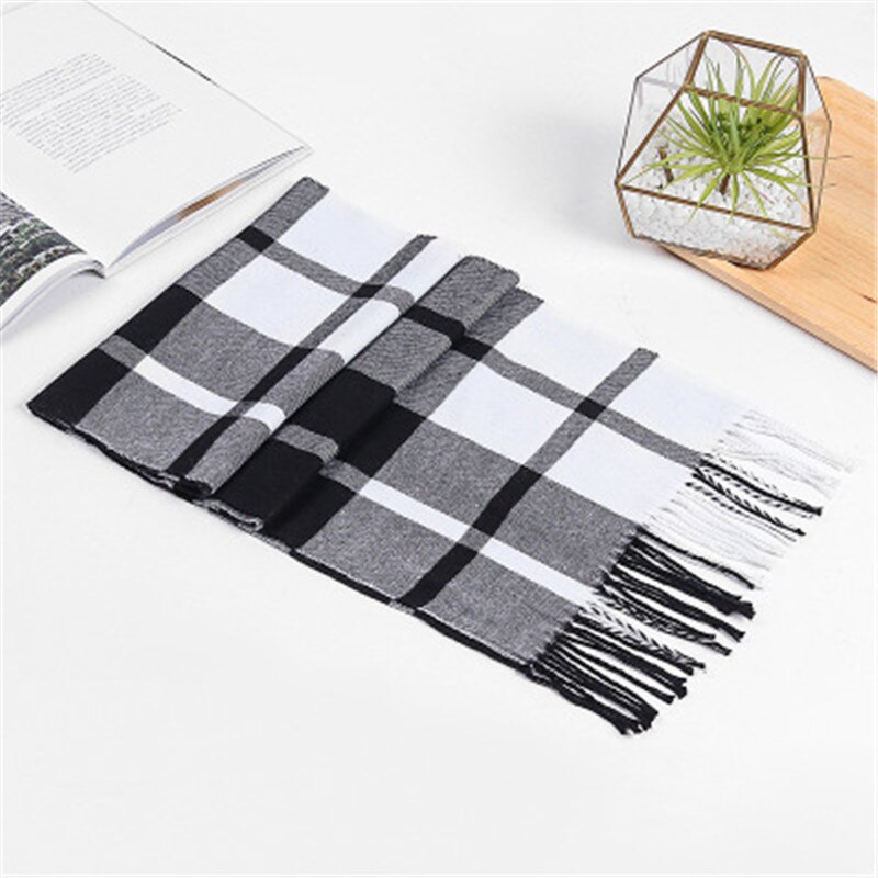 Plaid Winter Cashmere Scarf Women Solid Scarves Casual Scarfs Soft Plaid Scarf for Ladies Stoles Warm Knit