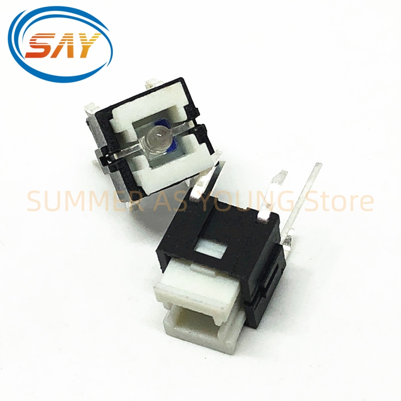 50PCS/LOT 6*6*7/7.2 light touch switch with light switch red blue white light with LED button with luminous 6x6 With Led Holder