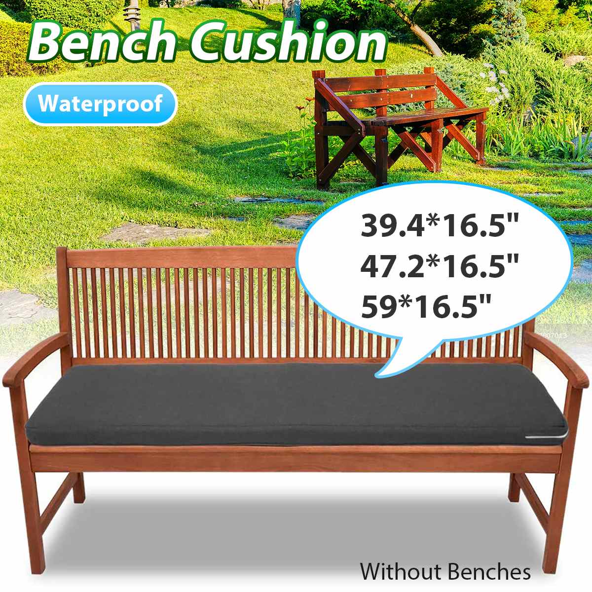 Thicken Bench Seat Cushion Waterproof Outdoor Garden Patio Seat Cushion High-density Sponge Seat Pad With Zipper Long Cushions