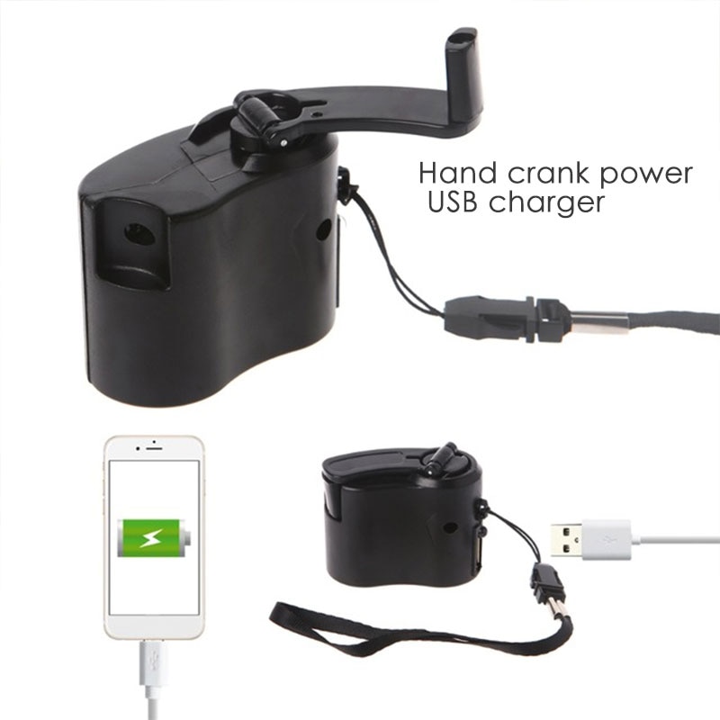 Clockwise Rotation Hand Crank Charger USB Camping Durable Hand Crank Charging Survival Gear Portable Travel Hand Power Dynamo
