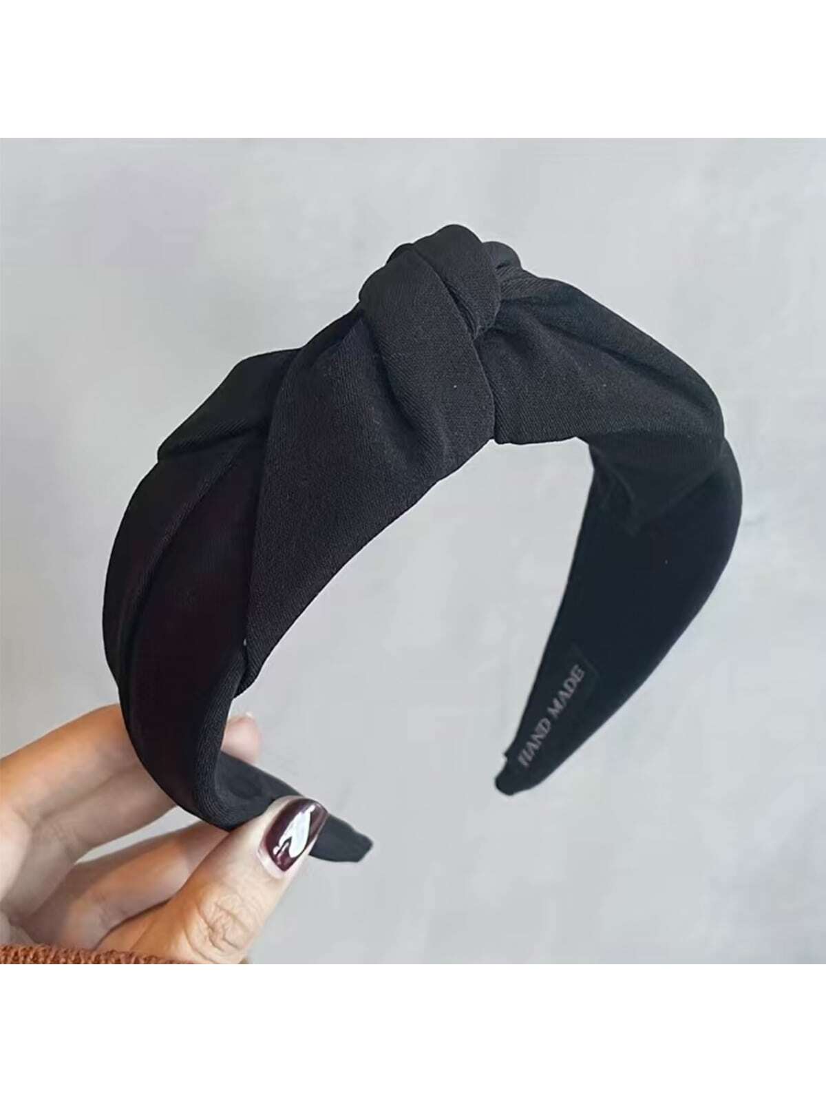 1 peça/3 peças faixa de cabelo de tecido macio vintage-1 peça de argola de cabelo com decoração de nó-acessório de cabelo largo e antiderrapante para um visual elegante: Preto