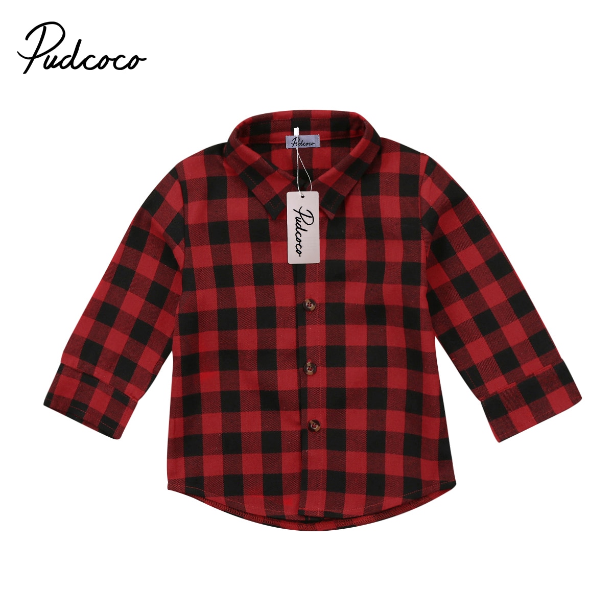 Brand Casual Toddler Infant Child Kids Baby Boy Girl Printed Plaid Tops Long Sleeve T-shirt Tops Checked Cotton Clothes