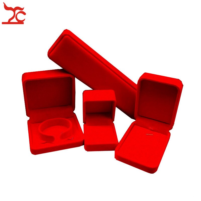 Wedding Jewelry Storage Case Amazing Red Velvet Ring Earrings Necklace Pendant Bracelet Storage Organizer Box