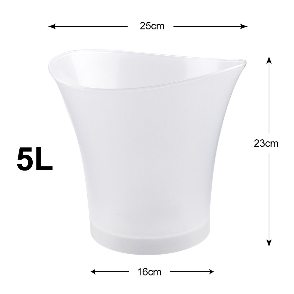 Cubo de hielo LED de plástico de 5L, Cubo de cerveza de champán, bares de nocturna, luz LED de 4 colores, discotecas