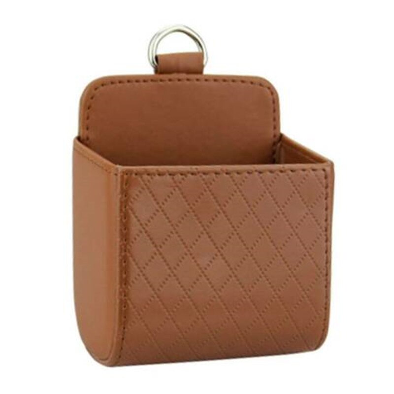 Auto Vent Outlet Trash Box PU Leather Car Phone Holder Storage Bag Organizer Automobile Hanging Box Car Styling bag: 4