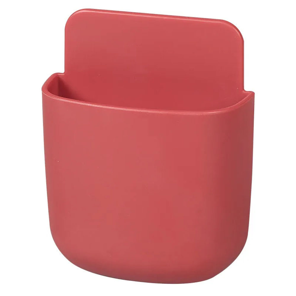 Storage Box Cosmetic Remote Control Holder Bathroom Rack Wall Shelf Adhesive Storage Case Home Organizer Wall Mounted Supplies: Red