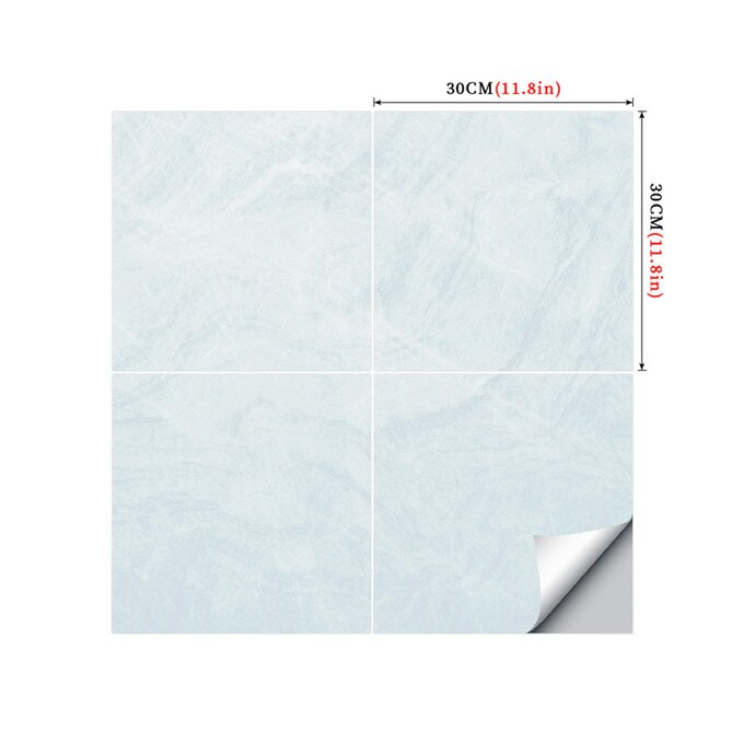 4 stk/sett grå marmor fliser klistremerker for kjøkken backsplash bad vegg gulv dekor tapet skrell &amp; stick vinyl dekorativ film: Dlsf -07 / Klistremerke med kjæledyrkrystall