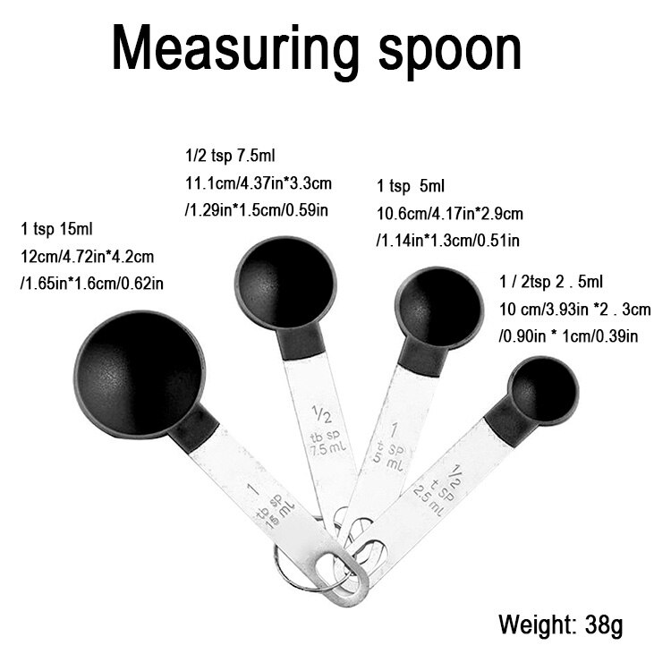 4pcs/Set Graduated Measuring Spoon Cup Stainless Steel PP Baking Measurement Tool Measuring Spoon