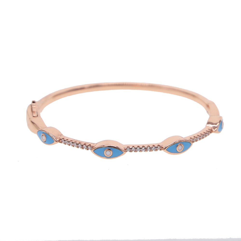 Smalto blu smalto di colore rosa di fascino dell'occhio diabolico del braccialetto della cz della fascia in oro rosa di colore Turco fortunato Boho braccialetti di Modo