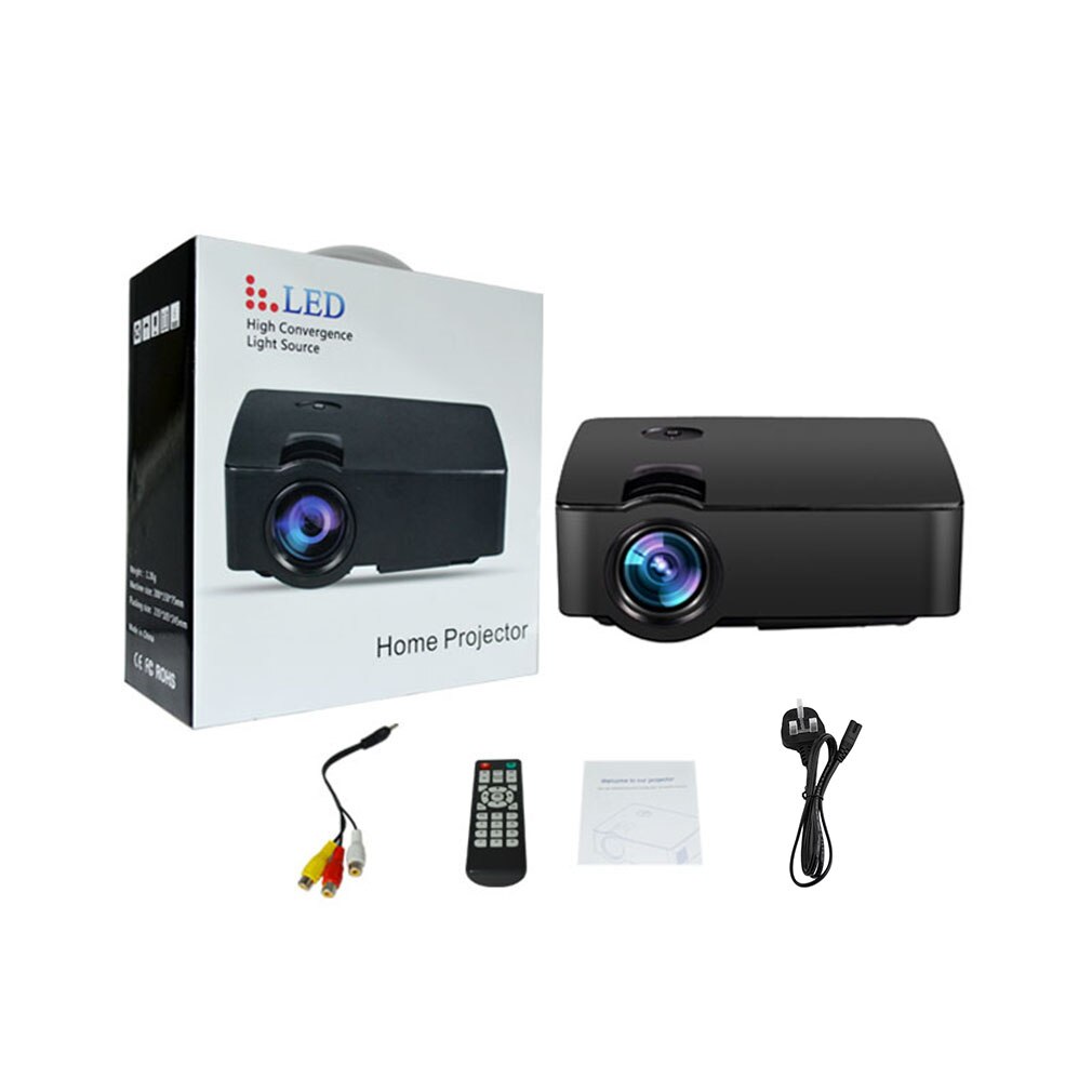 E08 LCD+LED Portable Projector 1500LM 800x480 Pixels HDMI Home Media Player Projection Ceiling UK AU EU Plug: white EU Plug