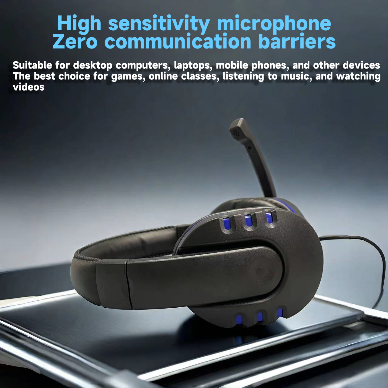Cuffie Gaming Over-Ear - Headset Cablato con Microfono - Control Volume - 300g - per Laptop, Desktop, Dispositivi Gaming