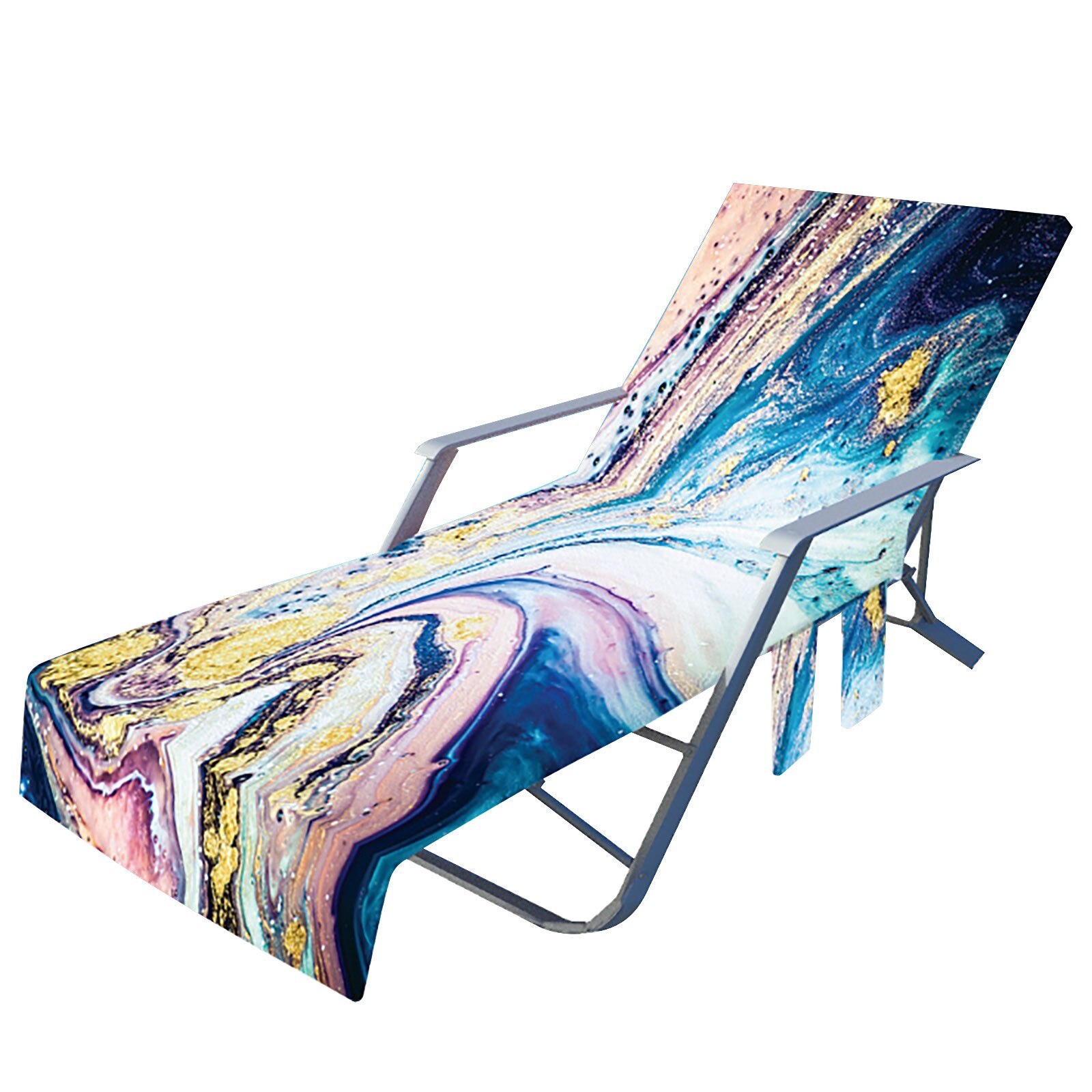 40# Ocean Series Recliner Cover With Side Pocket Soft Microfiber Sling Chair Summer Beach Towel Sunbathing Lounger Towel: E