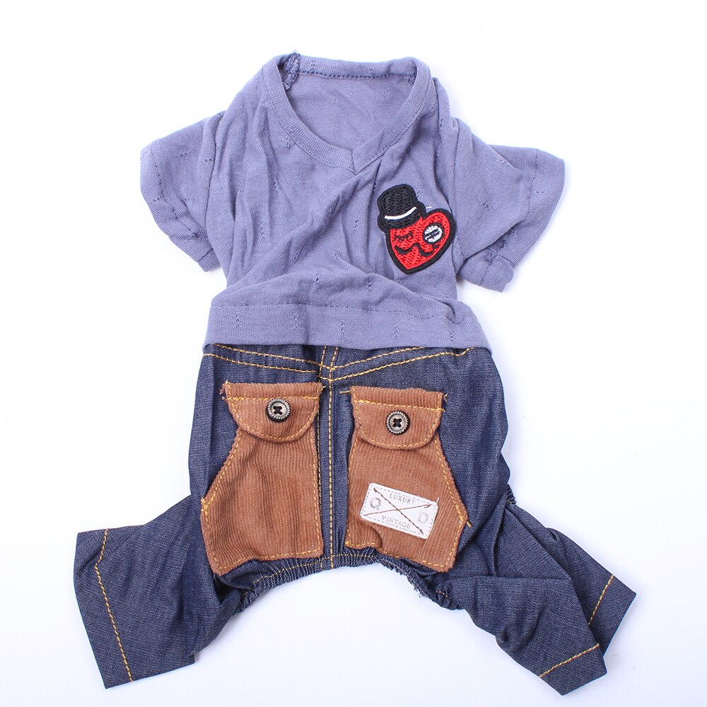Mono vaquero para niño/niña, perro, mascota, pelele, gato, camiseta de cachorro, abrigo, chaqueta, pantalones, ropa de Primavera/Verano: Blue / M