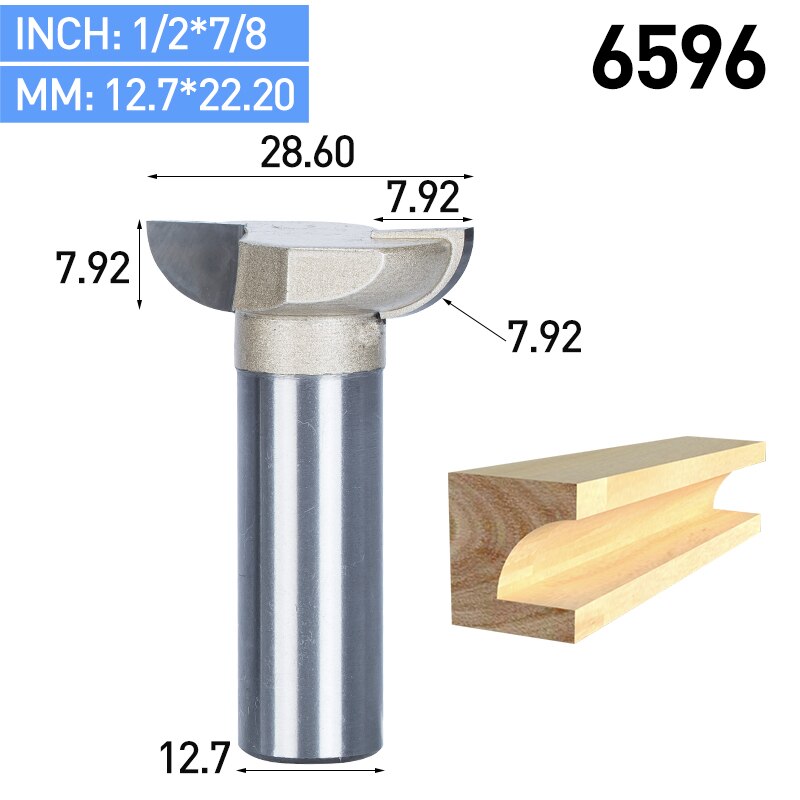 HUHAO 1pc 1/4" 1/2" Shank Cove Bit With Bearing Woodworking Tool 2 Flute Trimming Router Bits For Wood Endmill Milling Cutter: 6596