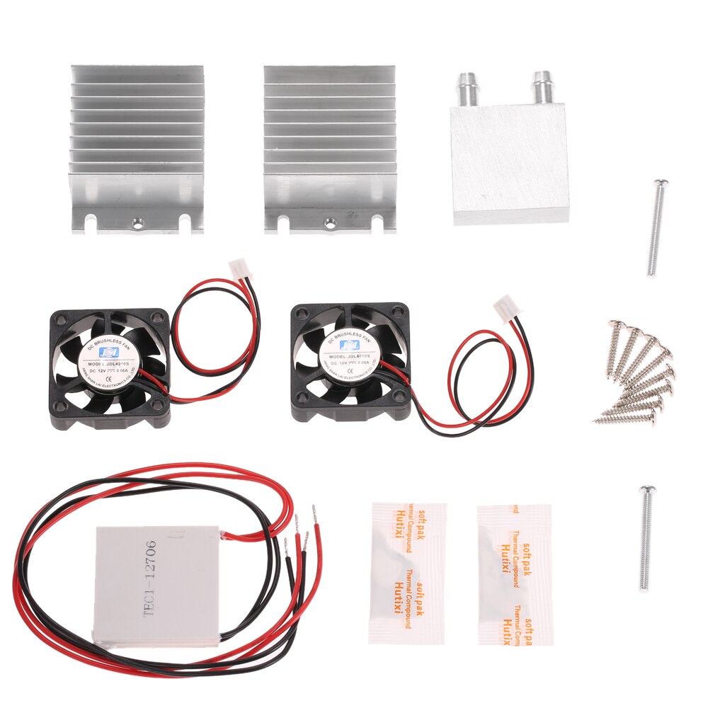 Diy Kit Thermo-elektrische Peltier Koeler Koeling Cooling System Koellichaam Geleiding Module + 2 Fans + 2 TEC1-12706