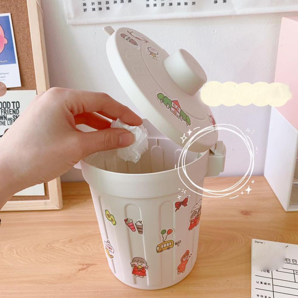 Mini Small Waste Bin Desktop Garbage Basket Home Table Dustbin Supplies Trash Office Plastic Can Box Barrel Sundries W9P2