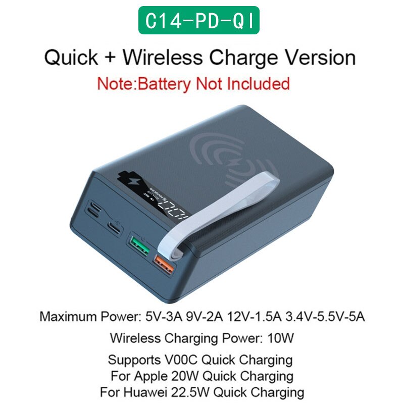 18650 Battery Storage Box Power Bank Wireless Charger Power Box Case DIY External Battery Case 18650 Battery Holder Box: Black Quick Wireless