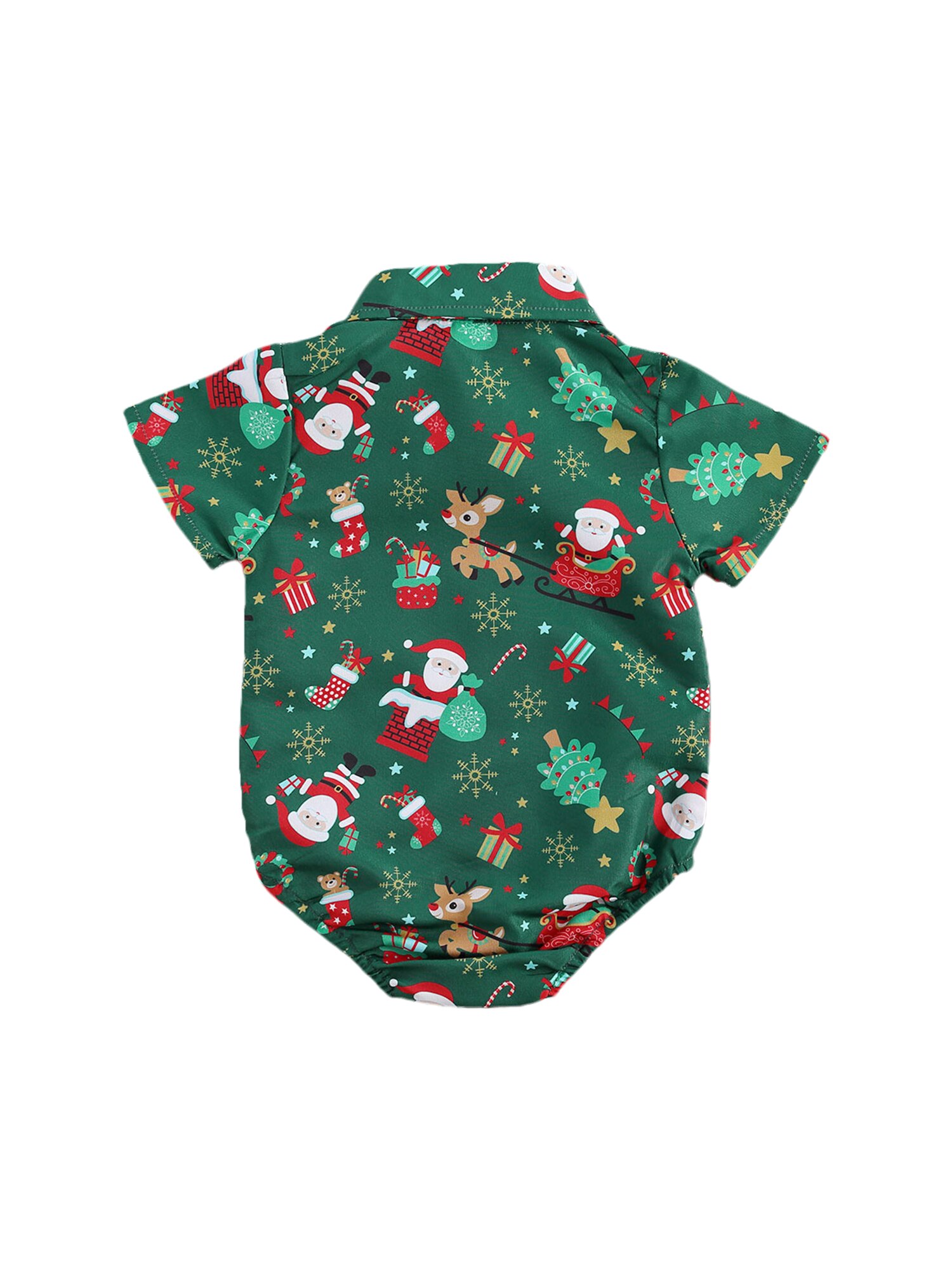 Monos navideños para bebés y niños de 0 a 24M, estampado de Papá Noel, pajarita de manga corta, monos de de caballero