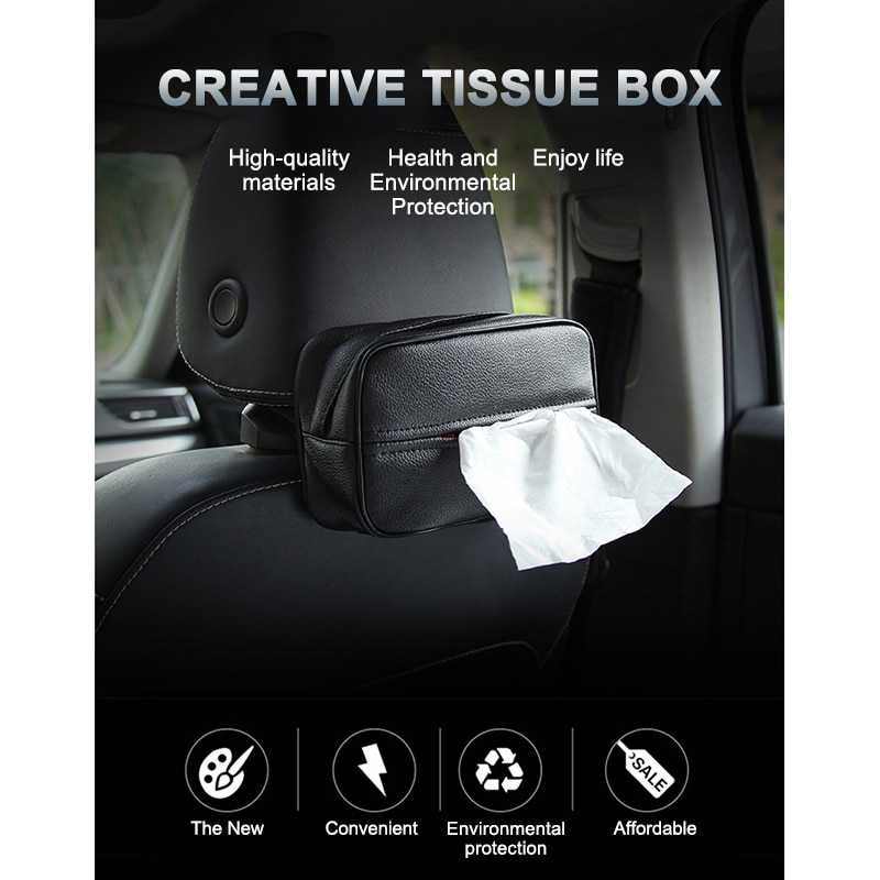 Vingtank Auto Tissue Box PU Leer Tissue Houder Pompen Papier Case Auto universele Zonneklep Papier Organisator Servet Container
