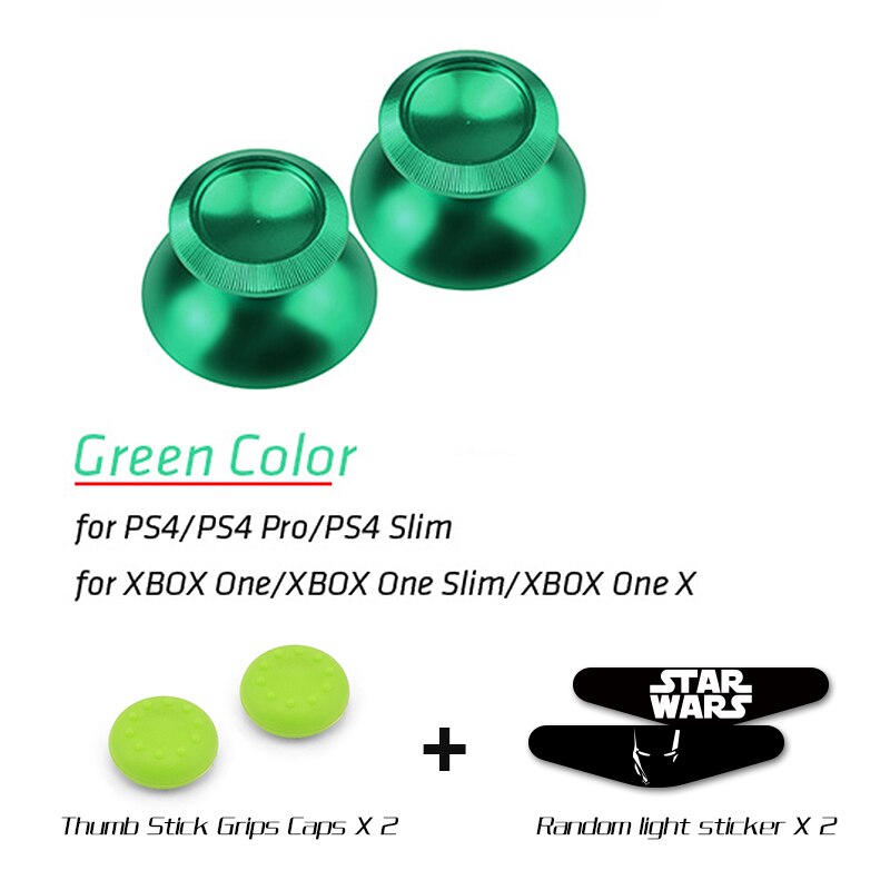 DATA FROG Metal Thumb Sticks Joystick Grip Button For Sony PS4 Controller Analog Stick Cap For Xbox One /PS4 Slim/Pro Gamepad: green