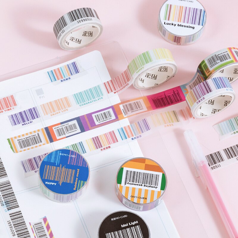 12 stuks/partij barcode serie sticker diy sticker papier decoratieve tape papier zwavelzuur papier tape