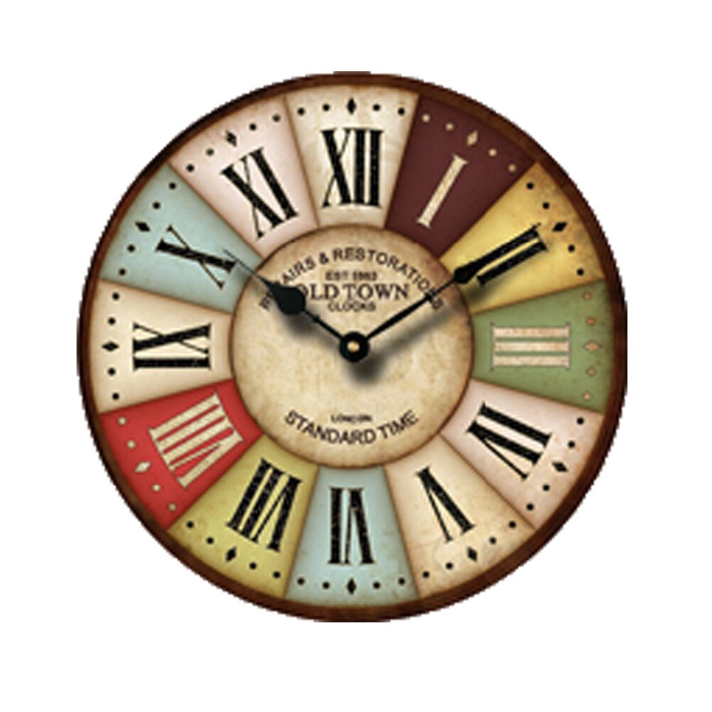 Retro Wooden Wall Clock Roman Numeral Hanging Clocks Silent Quartz Clocks Wall Art Home Decor Stylish Digital Clock Decorations: 35cm