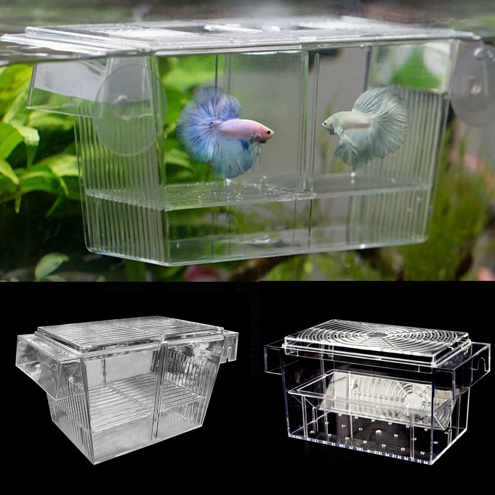 Double-deck Isolation Trap Fry Incubator Breeder Transparent Cage Tank Floating Aquarium Hatchery Guppies Fish Breeding Box