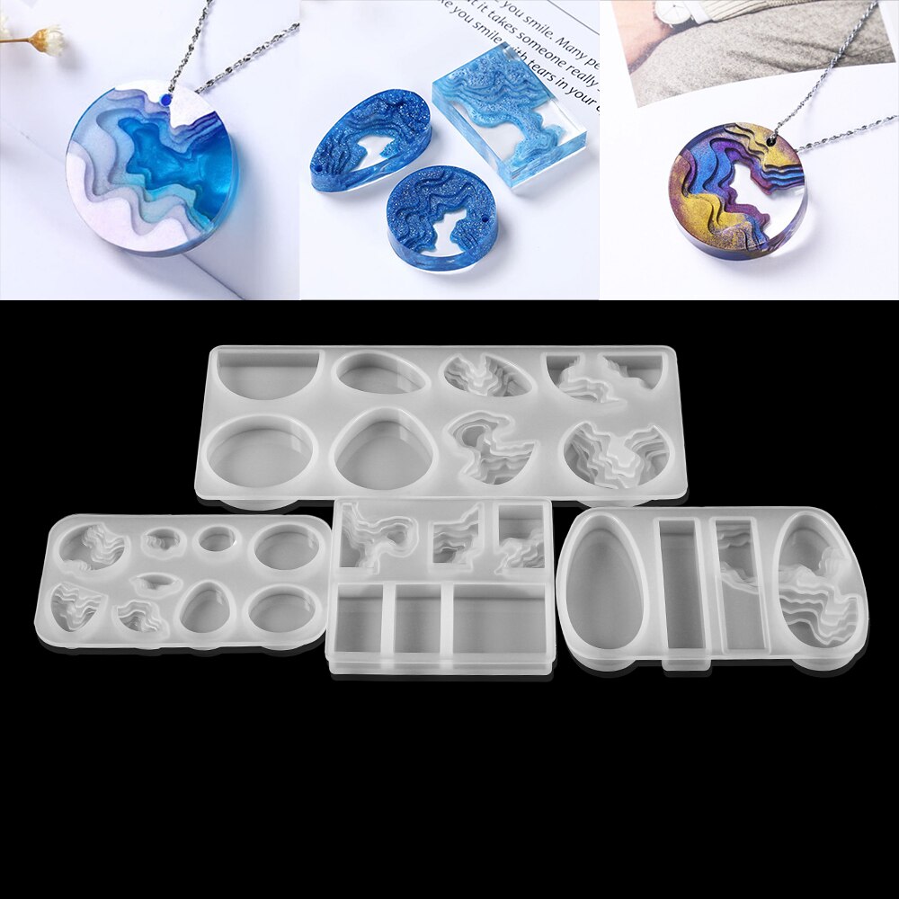 8styles Water Pendant Silicone Casting Mold Crystal Glue Epoxy Resin Silicone Mold For DIY Jewelry Making Supplies