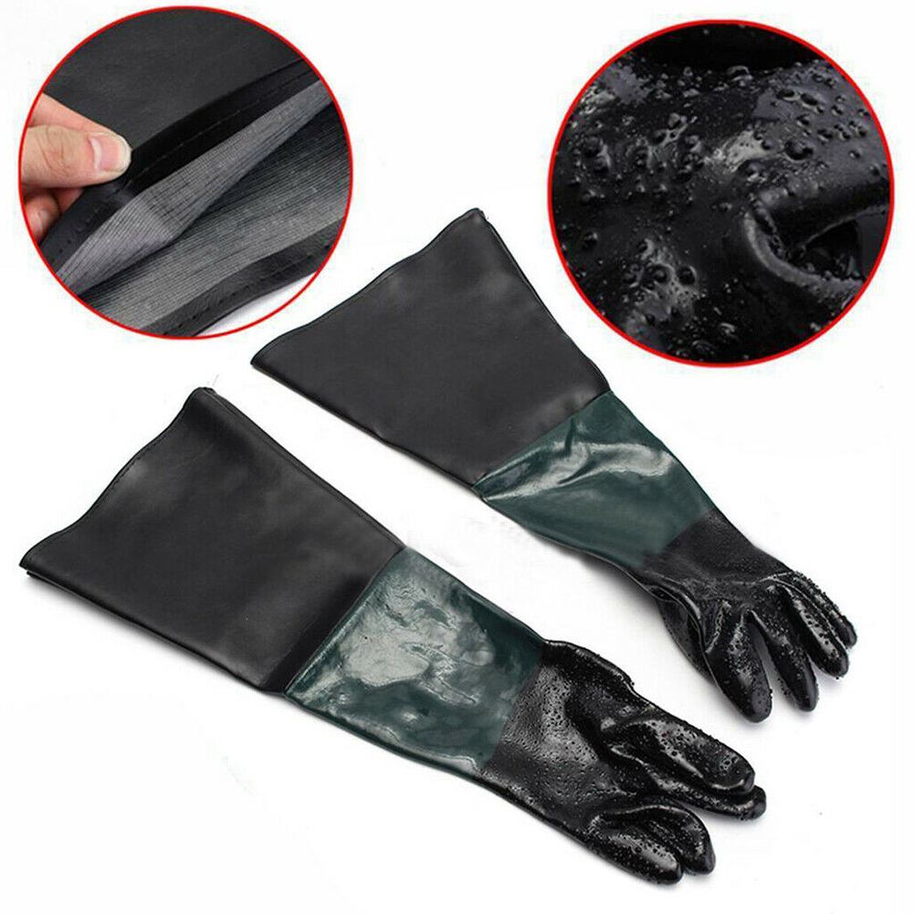 Guanti Da Lavoro Per Sabbiatura - 1 Paio Ricambio - Protezione Resistente In PVC Con Fodera In Cotone - Morbidi, Assorbono Il Sudore - Adatti Alla Maggior Parte Delle Cabine - 2
