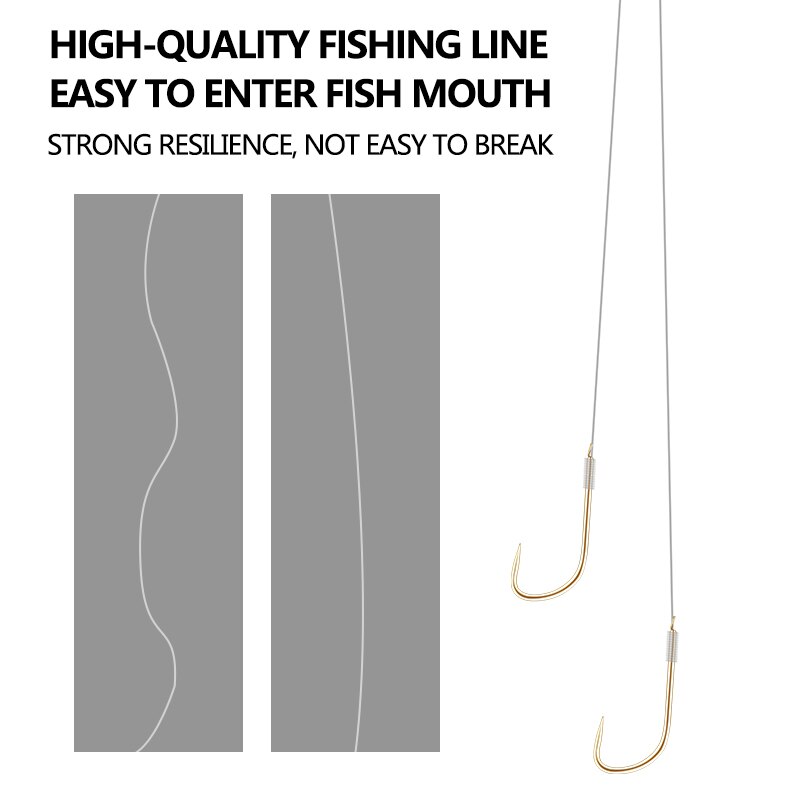 Podlinia wędkarska z podwójnymi hakami bez sznurka 10 sztuk w woreczku haczyki płytka woda lekki hak wędkarski akcesoria wędkarskie