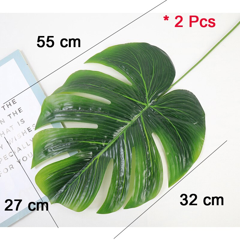 Artificial Monstera Plants 2Pcs Plastic Palm Tree Leaves Home Garden Decoration Accessories Photography Decorative Pot Leaf: Monstera-big