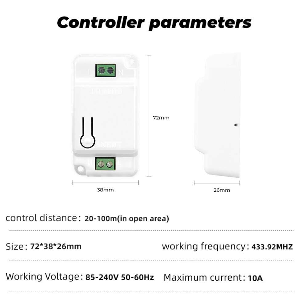 433Mhz wireless Wall Switch rf 86 wall panel transmitter Safety Switch and AC 110V 220V relay interruptor for Light Lamp