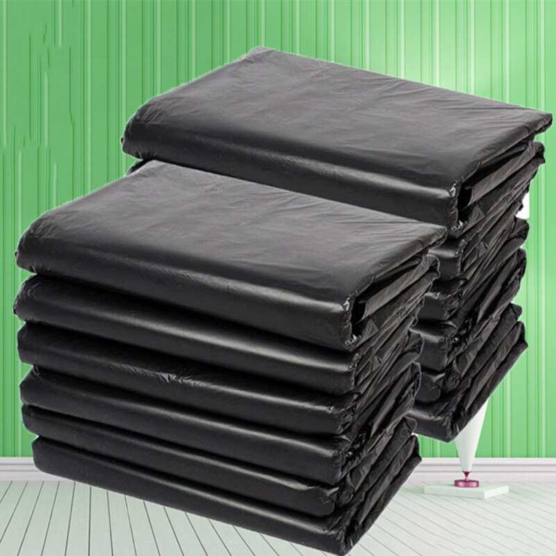 50 Pcs Big Capacity Trash Bag Heavy Duty Thickened Extra Large Commercial Waste Trash Garbage Bag Black Hotel Market Trash Bags
