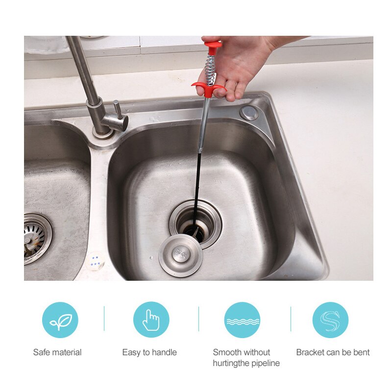 160Cm Lente Pijp Bagger Tool Afvoer Slang Metalen Draad Ontstopper Sticks Verstoppen Remover Cleaning Tool Huishoudelijke Voor Keuken sink