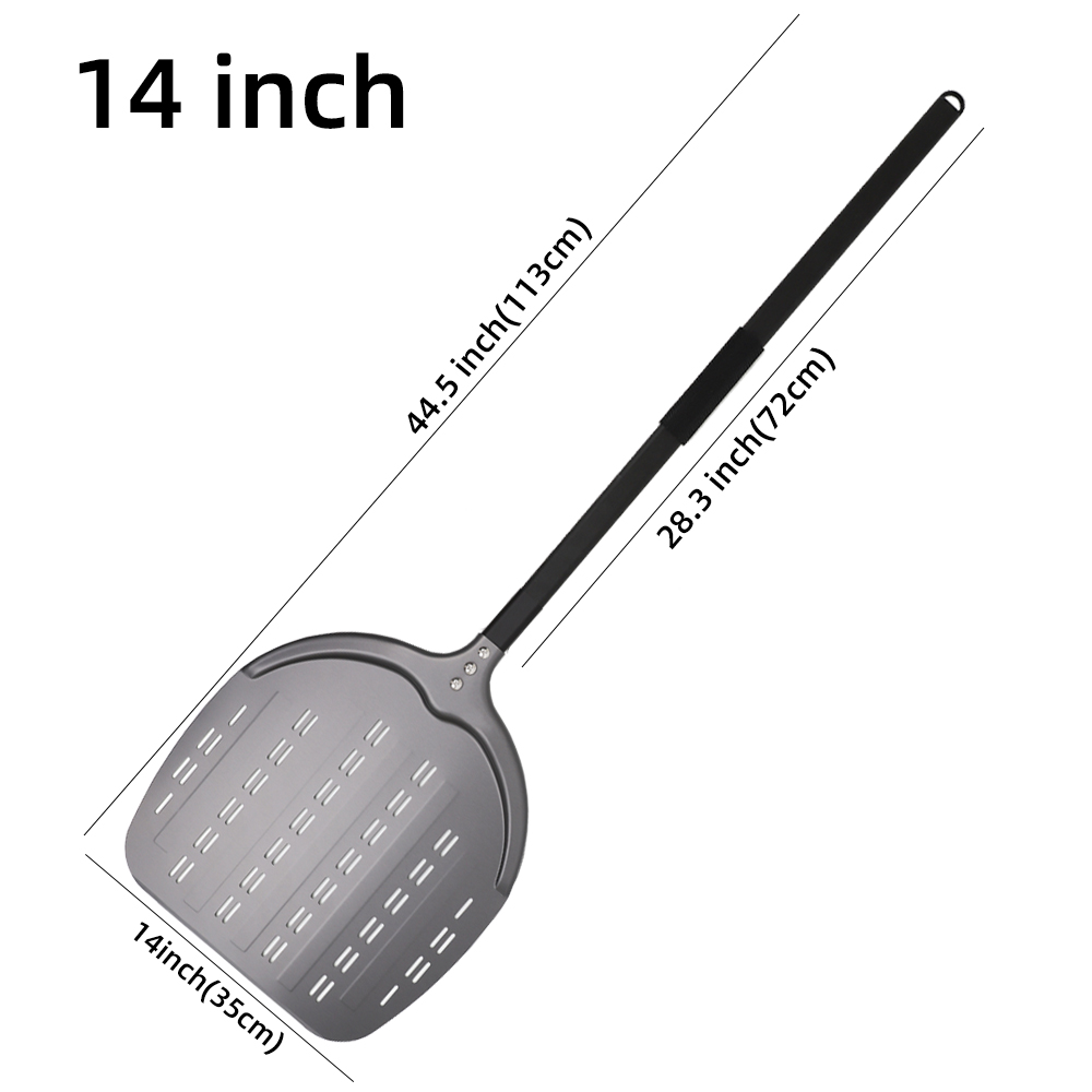 12 13 14 Inch Pizza Schil Lange Steel Draaien Aluminium Pizza Turner Anti-aanbak Bakken Tool Geperforeerde Peddel Keuken accessoire
