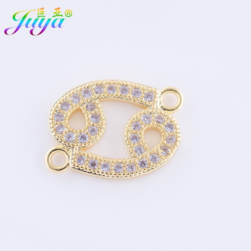 Gioielli FAI DA TE Forniture di Rame Femminile 12 Costellazioni Dello Zodiaco Fascino del Connettore Pendenti con gemme e perle Per Le Donne Del Braccialetto Della Collana Fare: Gold Cancer