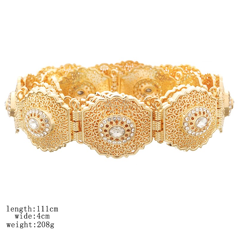 Klassieke Dame Gesneden Metalen Taille Ketting Marokkaanse Stijl Vrouwen Hollow Patroon Metalen Riem