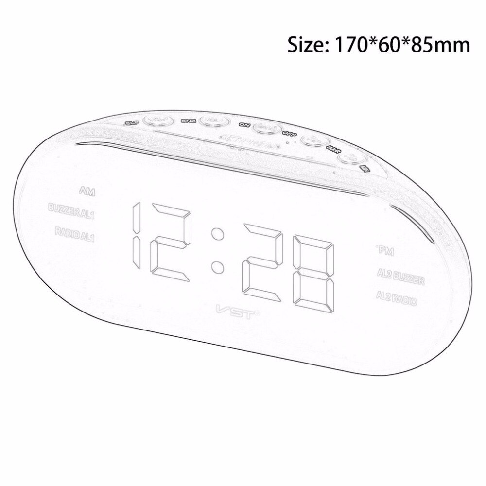 220V Eu Plug Am Fm Dual Frequentie Radio Wekker Digitale Led Klok Lichtgevende Klok Snooze Elektronische Thuis Tafel klok