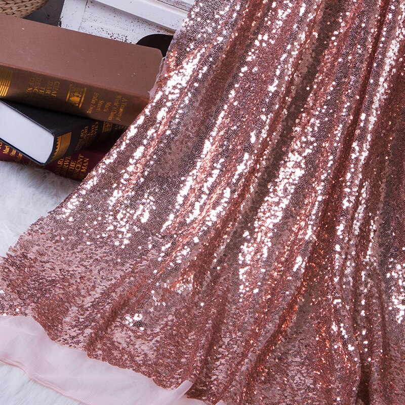 Tela brillante de lentejuelas de 130x50cm, tela brillante de oro rosa, plata, purpurina para decoración de escenario de cumpleaños y de boda, Material DIY