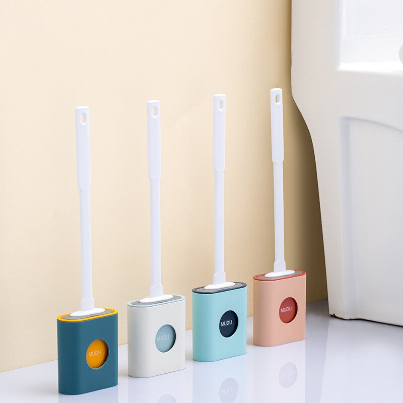 Toilet Brushes Long Handled Toilet Cleaning Brush Silicone Wc Flat Head Flexible Soft Bristles Brush Bathroom Accessories
