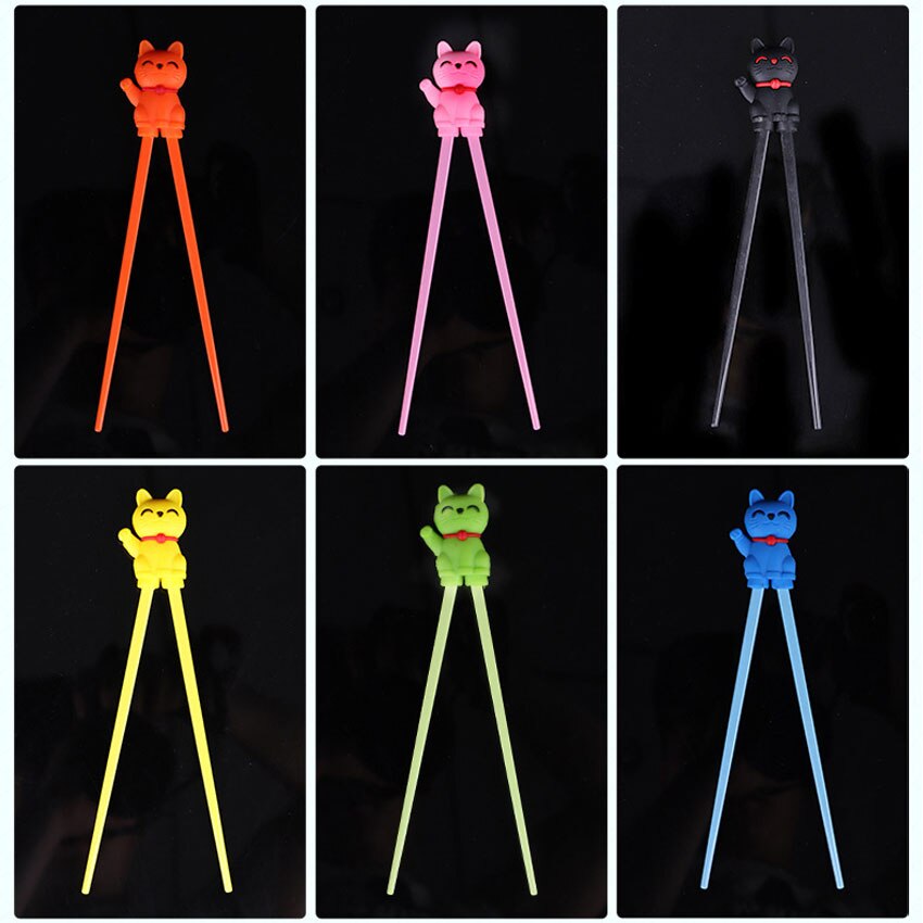Palillos de goma antideslizantes para niños, palillos de entrenamiento al azar, para aprendizaje, 1 par