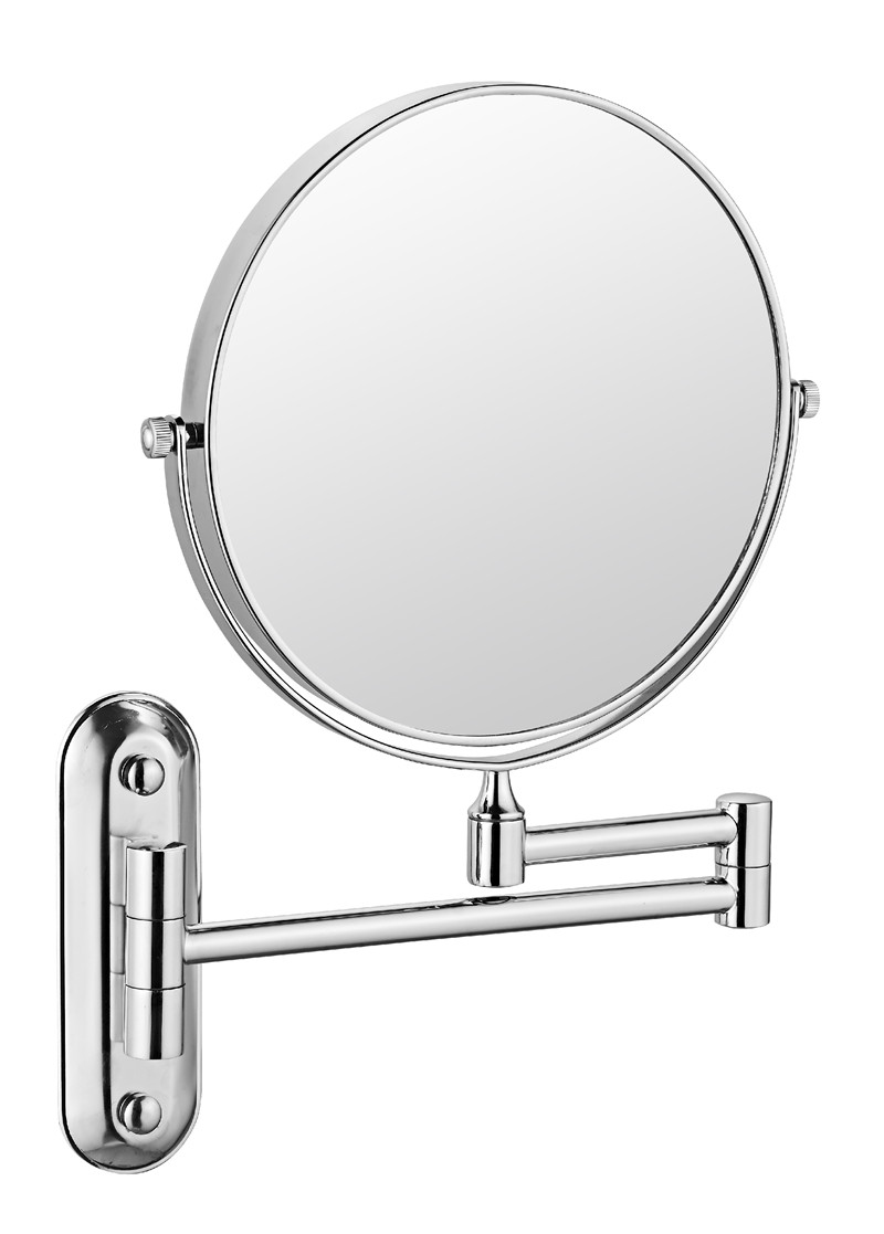 Badespejl kosmetisk spejl 1x/5x forstørrelse vægmonteret justerbart makeup spejl dobbelt arm forlænge 2- ansigt badeværelse spejl: 8 tommer 5x sølv