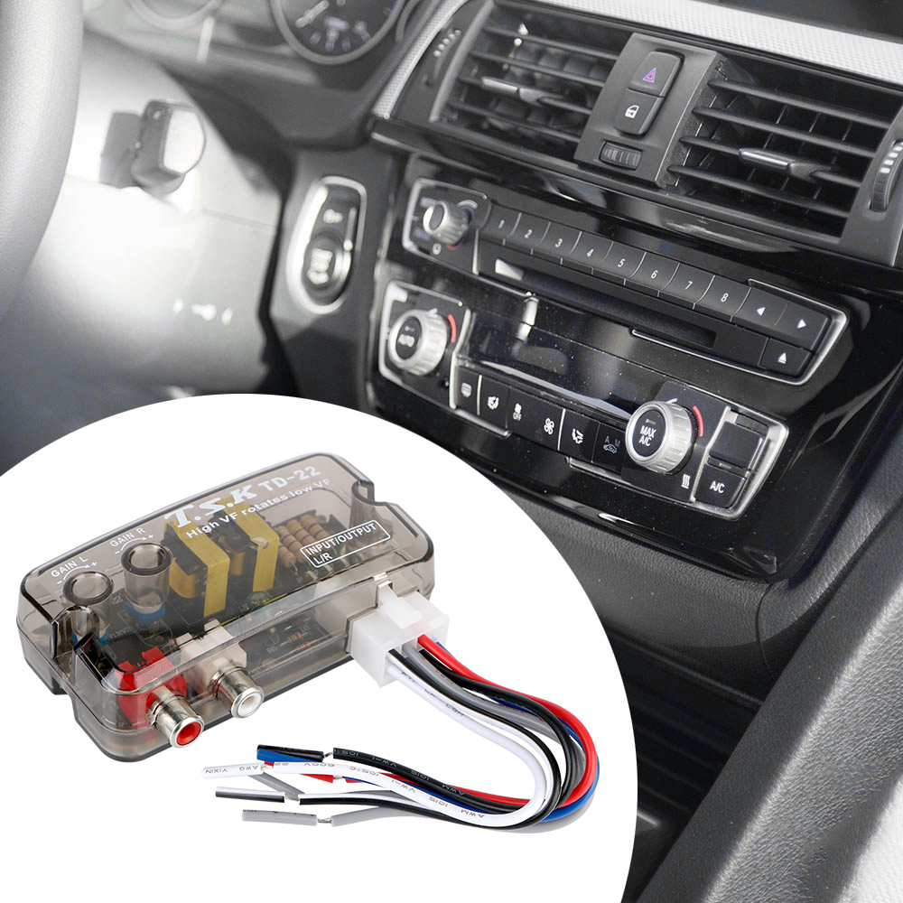 Auto Car Audio Converter Speaker Level Converter Adapter Universal RCA Line 12V