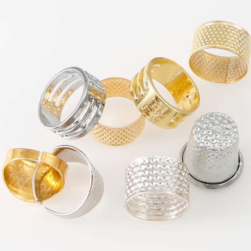 8 Teile/satz Ring Typ Stricken Werkzeuge Finger Tragen Fingerhut Garn Guides Eisen Kupfer Nadel Fingerhut Nähen Grip Metall schild