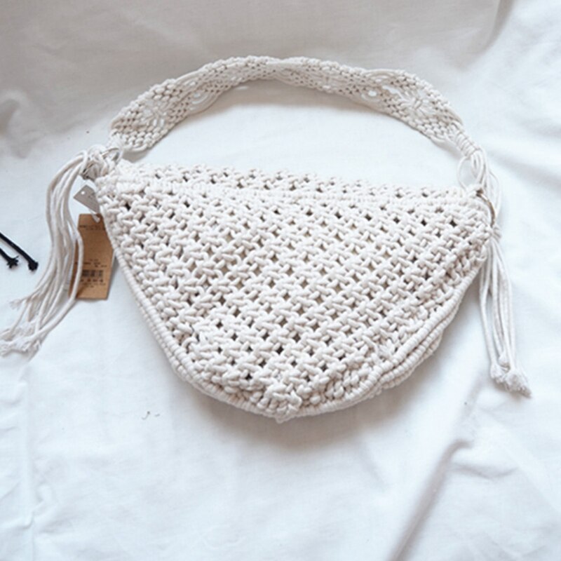 Bum Bag Cotton Woven Outdoor Wallet Summer Beach Vacation Bag Handbag Tassel Shoulder Messenger Bag Lady Woven Handbag Chest Bag