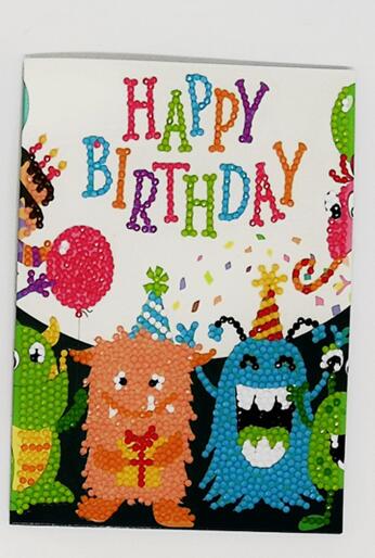 Cartes de vœux joyeux anniversaire diamant peinture | Rond 5d, kits de cartes de vœux, peinture diamant, broderie diamant, 13x18cm