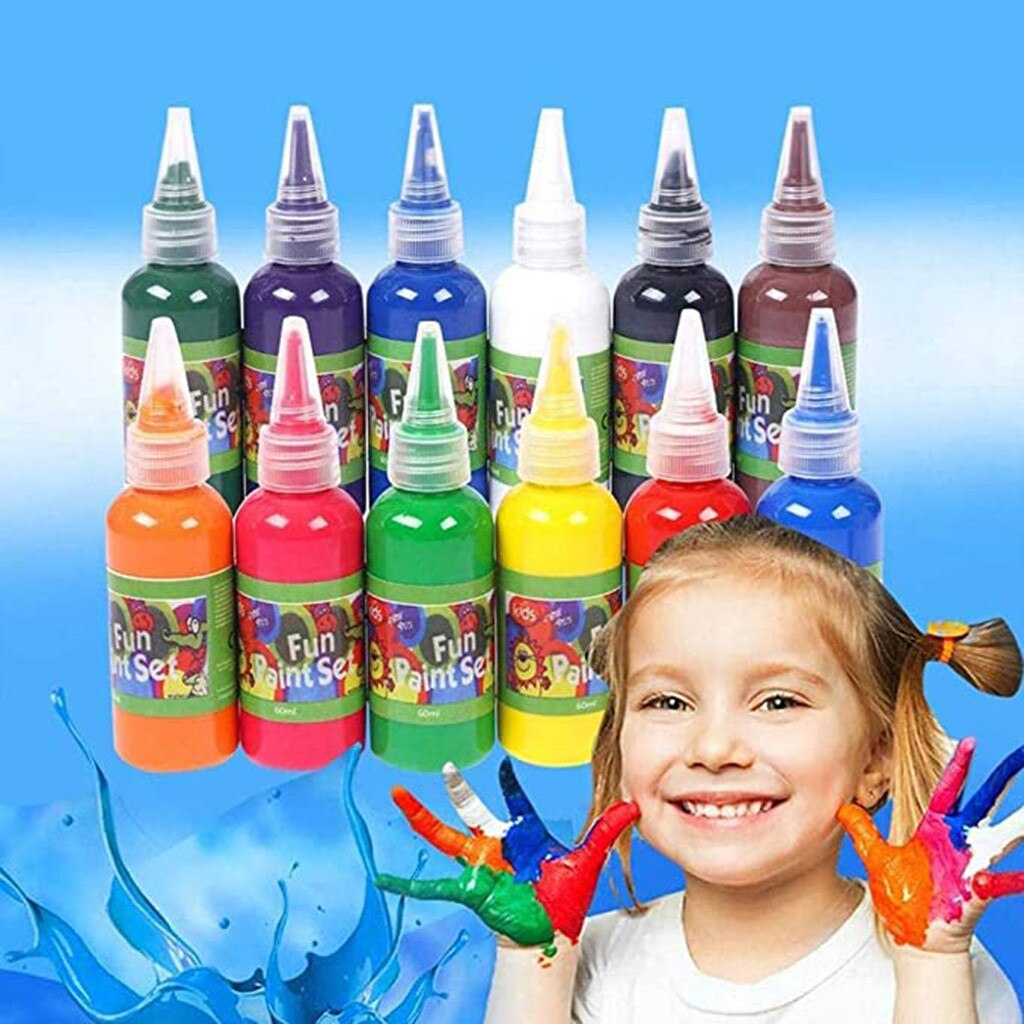 12 farver 360ml vaskbare fingermaling sæt børnehave diy flydende finger maling børn legetøj kunst maleri forsyninger  #bl3