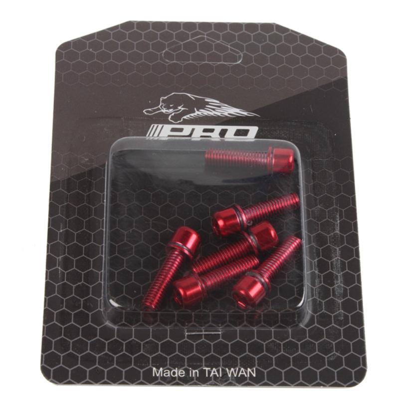6 pièces vtt vélo guidon vis titane-plaqué coloré vis M5 * 18MM tige Riser vis vélo tige pièces de vélo: 02 Red