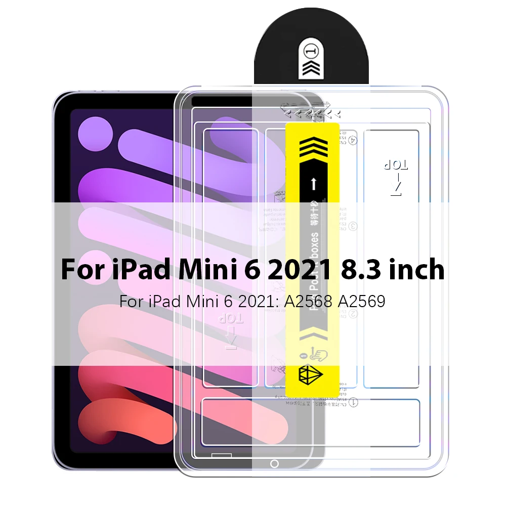 Gehard glas voor Ipad Air 5 4 3 2 1 Pro 13 11 M4 M2 2024 12.9 Screenprotector voor Ipad 10 9 10e 9e Gen 10.9 Mini 6 8e 10.2: Black